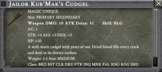JAILOR KUR'MAK'S CUDGEL item card